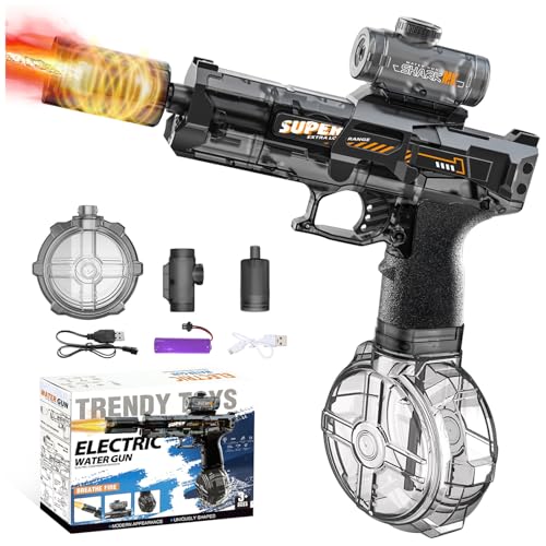 Pistolet à Eau pour Adultes et Enfants,Pistolet à Eau électrique Longue Portée avec Lumière,Pistolets à Eau électrique Puissant,Plage Extérieure,Piscine,Pistolet...
