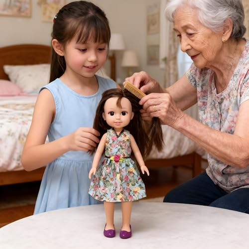 Image of Sakura Dolls for Girls with Cute Floral Dress and Movable Joints| Long Hair| Pretty Shoes| | Kids Toy Birthday Gift for Girls 3 + Years | Girl Doll Toys in Gift Box (C12)| Assorted