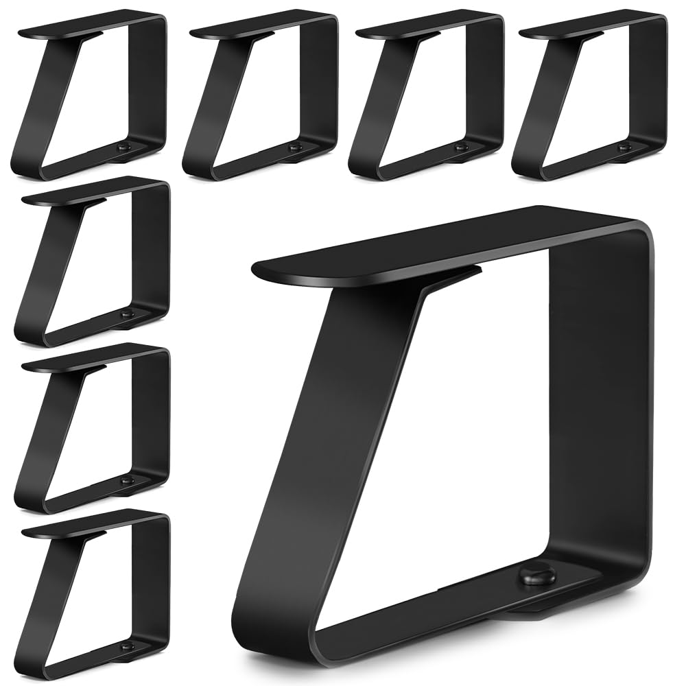 Aongray Tischdeckenklammern Edelstahl 8 Stück Schwarz Tischklammern Stabile Tischdecken Klammern Tischdecke Clips Für Gärten, Restaurants, Familienabende（Für Plattenstärke mit 1–3 cm）