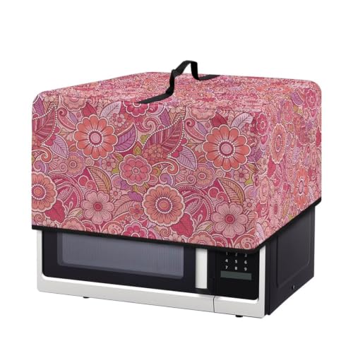 Image of Convection Oven Dust Cover with Handle Washable Microwave Oven Cover Dust Protection Kitchen Appliance Protector, S, 18.25 x 14.5 x 11 Inches, Paisley Floral Pink