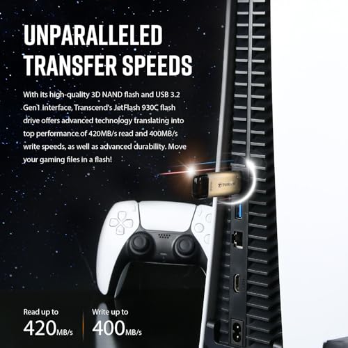 Image of Transcend JetFlash 930C 256GB USB Type C 3.2 Gen 1 (USB 5Gbps) Flash Drive, High Performance & High Endurance Pen Drive, Read /Write - up to 420 MB /s & 400 MB /s, 5 Yrs. Warranty, Gold (TS256GJF930C)