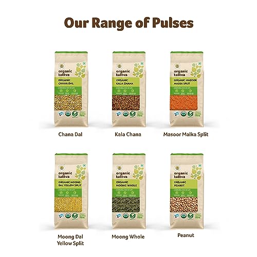 Image of Organic Tattva, Organic Roasted Chana Dal 500G | Roasted Bengalgram Dal | Rich in Protein | Naturally Gluten Free | Unpolished Dal | Pesticide and Chemical Free | Pack of 4