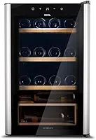 Adega Climatizada 22 Garrafas Eos Premium com Porta de Vidro e Inox Prateleira de Madeira com Compressor Eac24im 220v