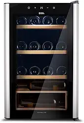 Adega Climatizada 22 Garrafas Eos Premium com Porta de Vidro e Inox Prateleira de Madeira com Compressor Eac24im 220v