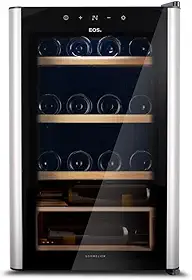 Adega Climatizada 22 Garrafas Eos Premium com Porta de Vidro e Inox Prateleira de Madeira com Compressor Eac24im 220v