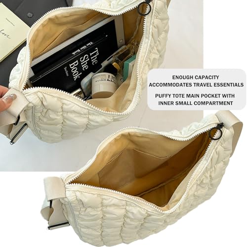 Image of Crescent Shoulder Bag Nylon Crossbody Bag for Women Nylon Hobo Bags Slouchy Sling Purse Dumpling Bags