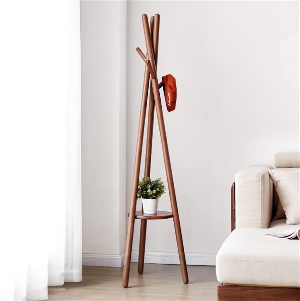 Solid Wood Coat Rack Nordic Bedroom Hanger Black Walnut Indoor Floor Creative Hanger