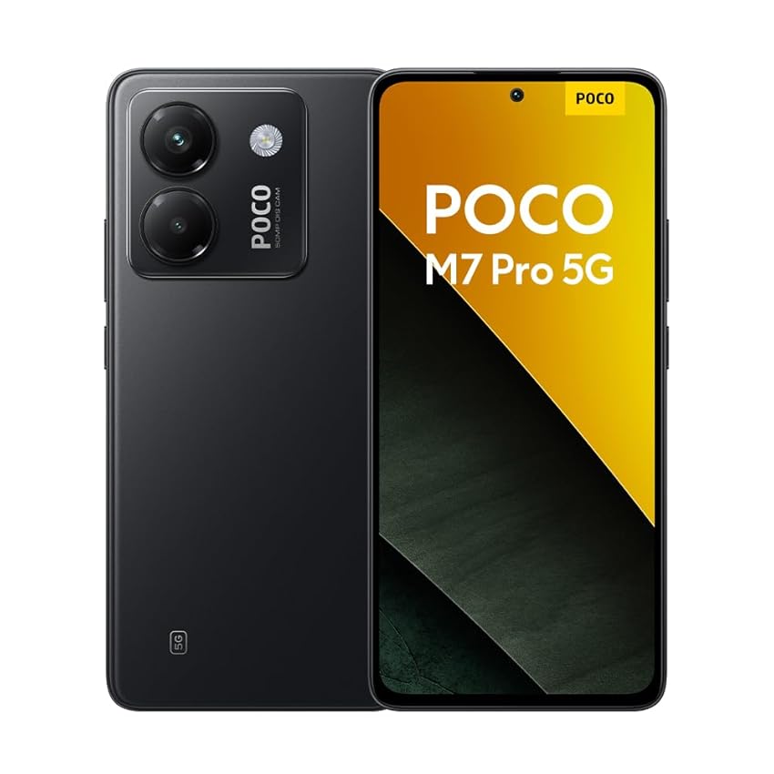 POCO M7 Pro 5G Smartphone, 12+512GB, Fotocamera Sony 50MP con OIS, batteria 5110mAh, ricarica turbo da 45W, display AMOLED 120Hz con protezione occhi, Nero (Adattatore di alimentazione non incluso)