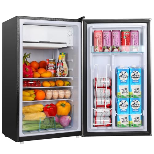 YASHE 92L Mini Refrigerador con Congelador, Frigorífico Compacto de Una Puerta, Termostato Ajustable, Gran Capacidad y Puerta Reversible, para Dormitorio, Oficina y Salón
