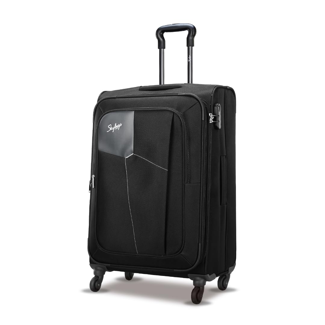 Medium Polyester Rubik Exp Str 69 Black Soft 4 Spinner Wheels Carry-On Luggage,