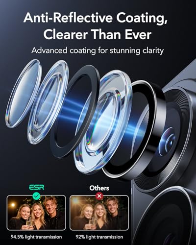 Image of ESR for Samsung Galaxy S22 Ultra Camera Lens Protector, Individual Lens Protectors, Ultra-Thin Tempered Glass with Aluminum Edging, Case Friendly, 5 Set, Black