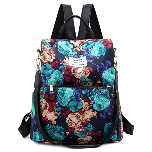 FORRICA Mochila Antirrobo Mujer Impresión de Moda Bolsas de Hombro Mochila Escolar Paño de Oxford Trabajo Mochila Casual Viaje Backpack Flor B Cover