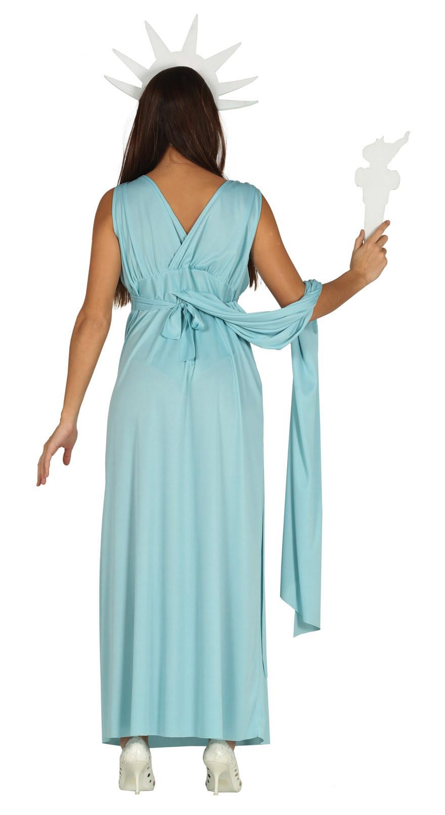FIESTAS GUIRCA | Disfraz de Estatua de la Libertad Adulta - Vestido, Capa, Diadema y Antorcha - Disfraces de América para Halloween, Carnaval y Fiestas Patrióticas - Ideal para Mujeres