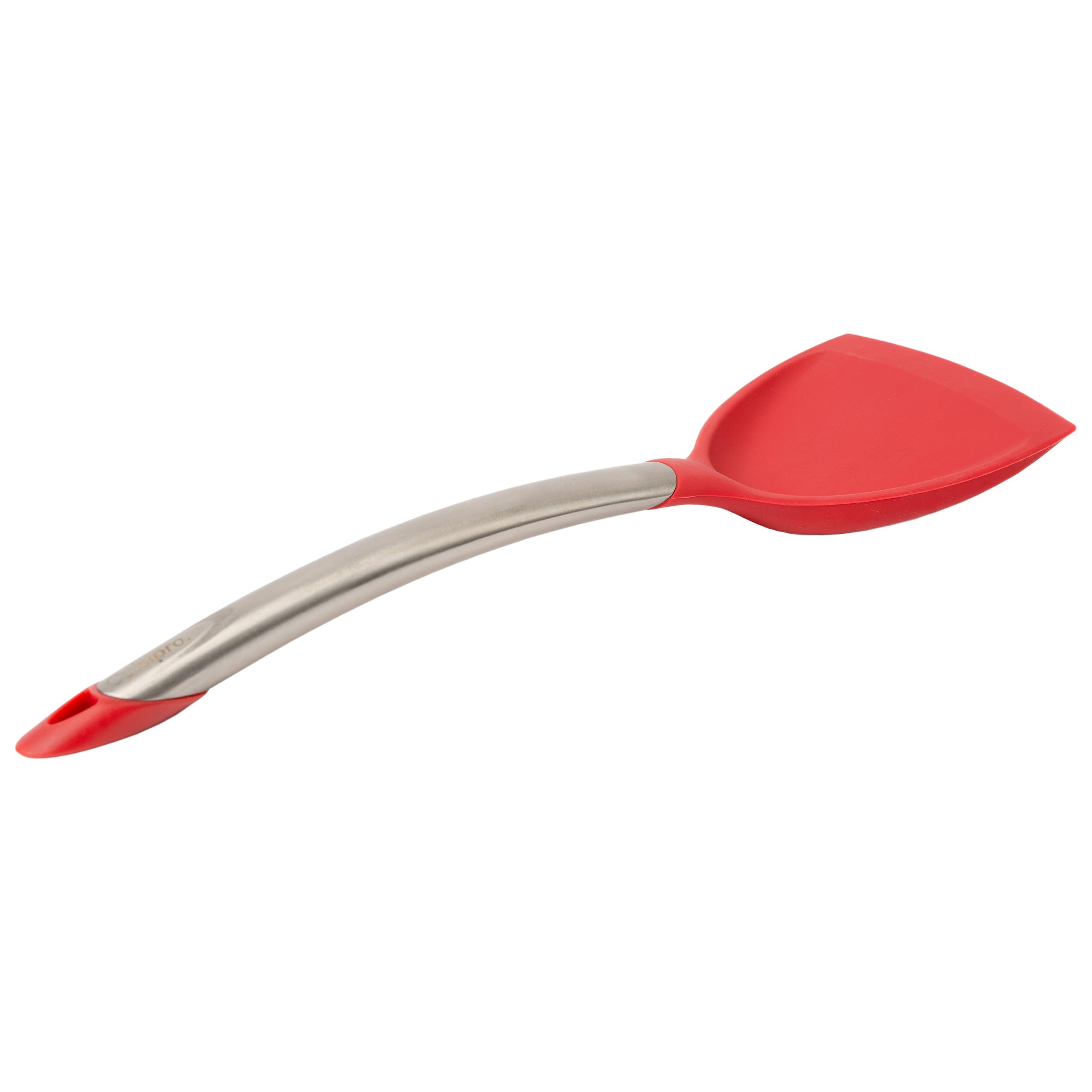 CUISIPRO ELEGANCE Wok Pfannenwender aus satiniertem Edelstahl | 32 cm | Rot | Antihaft Pfannenwender Silikon | Hitzebeständigkeit bis zu 220°C | Pfannenwender Edelstahl Spülmaschinenfest | | Pfannenwender, satinierter & polierter Stahl, für Wok und Pfanne
