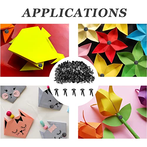 Rierdge Metal Paper Fasteners Split Pins Pastel, 8 X 12Mm Black Mini Round Brads For Art Crafting Scrapbooking Diy Decoration, 300 Pcs #TOP4