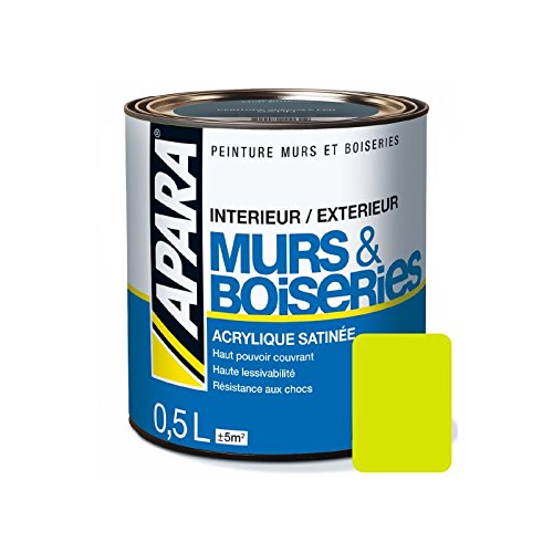 APARA Peinture intérieure couleur, acrylique satinée 0.5 litre Soufre