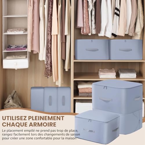 Lot de 2 Organisateur Auto-compression Ultra Peu Encombrants, Sacs de Rangement pour Couettes, Sac de Compression Voyage Empilable, Grand Sac de Rangement Mobiles pour Couvertures(Gris,52x42x60CM) – vue 7
