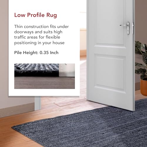 image for nuLOOM 4 Round Rigo Jute Hand Woven Area Rug, Navy, Solid Farmhouse De