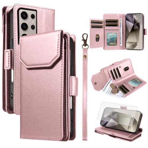 Coque Samsung Galaxy S24 Ultra 5G étui portefeuille rabat porte-carte protection verre trempé