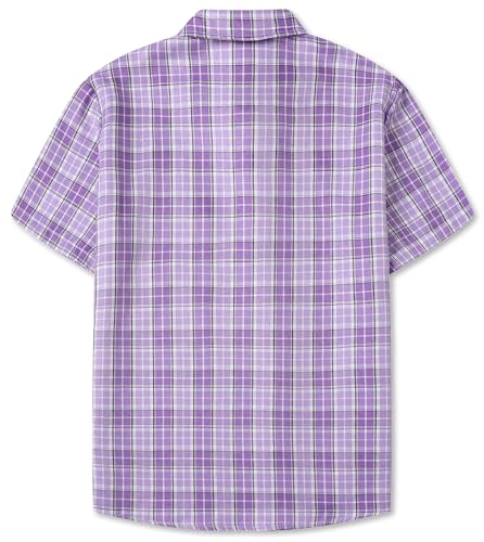 Image of SANGTREE Girls and Women Plaid Shirt Short Sleeve Button Down Summer Blouses Tops
