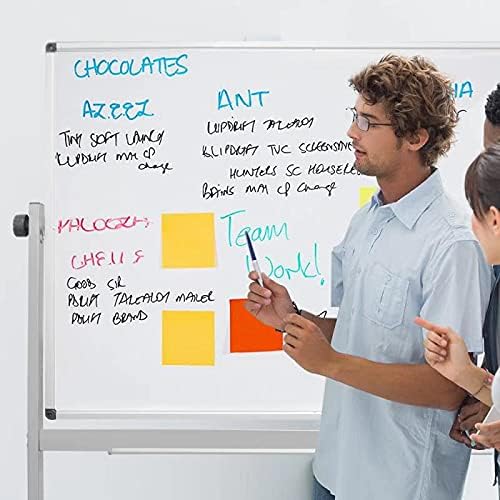 Miniatura 8 de Pizarra blanca móvil, pizarra magnética de borrado en seco de doble cara, estructura de metal estable, 48 x 32 pulgadas, marco de metal de color