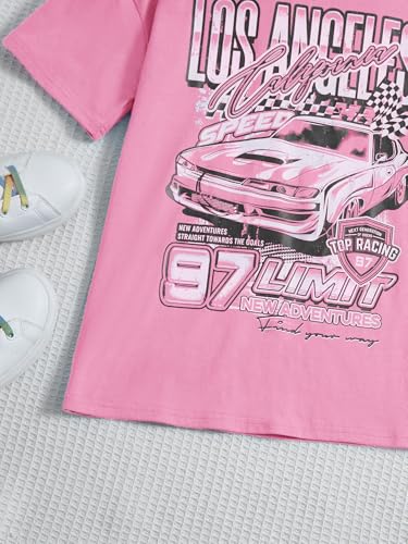 WDIRARA Girl's Car Letter Graphic Print Round Neck Short Sleeve Tee Summer Casual T Shirt3