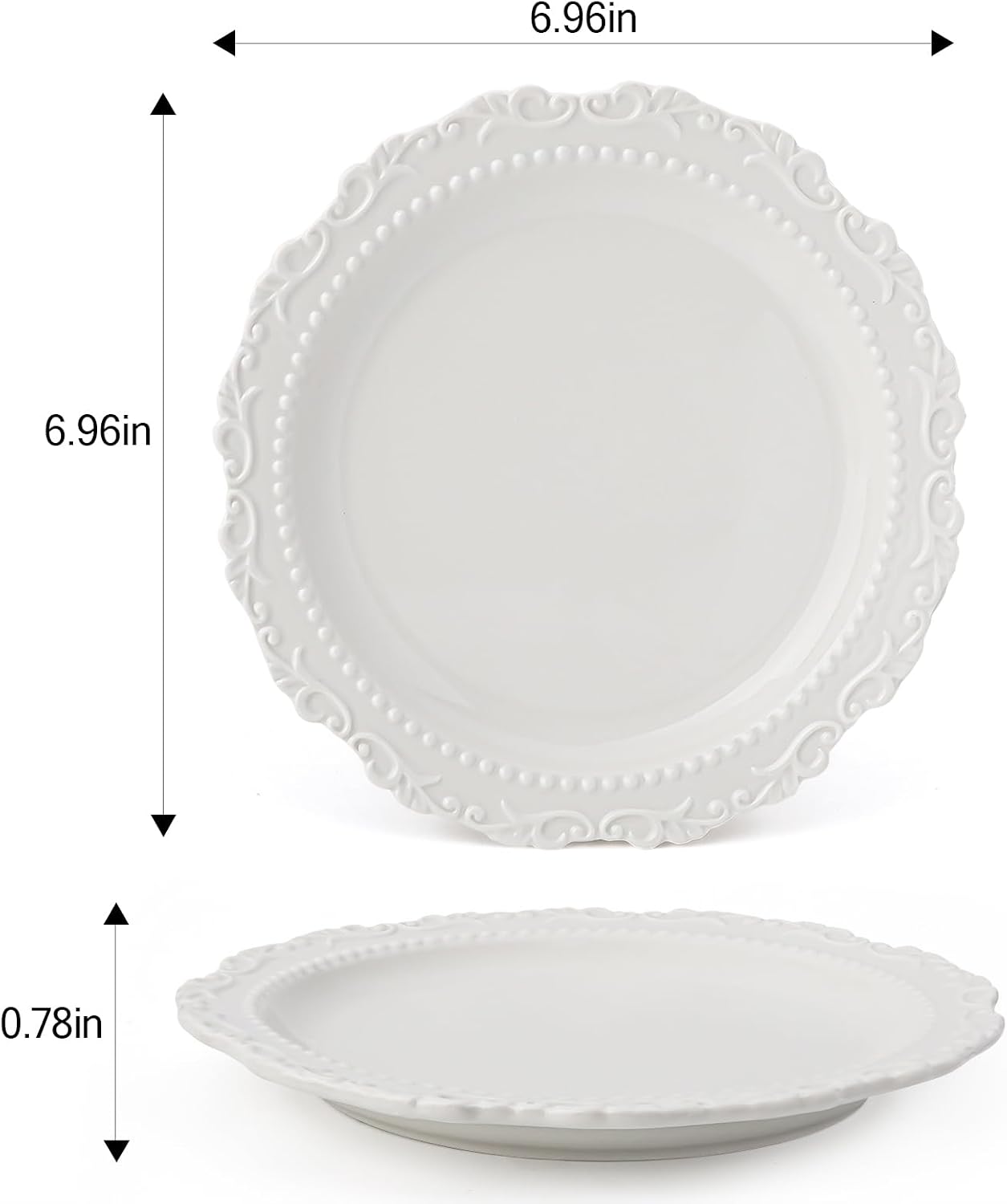Ceramic Dessert Plates Set of 4,7 Inch Small White Plates for Dinner,Appetizer,Salad,Cake,Dishwasher Safe