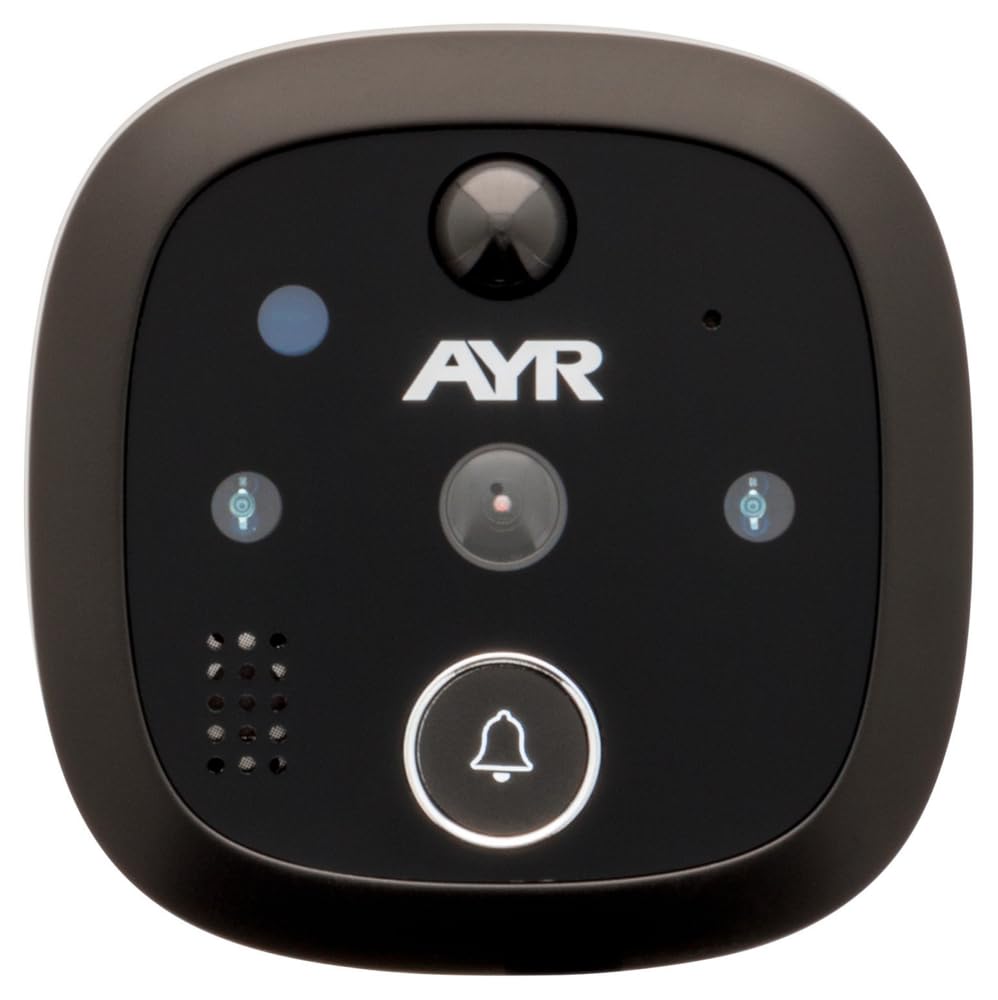 AYR Mirilla Digital de Puerta con Gran Pantalla a Color de 4,3". Cámara con Infrarrojos y visión Nocturna, PIR; detección de Movimiento. Batería Recargable. Prúebala con Alexa y Google Home.