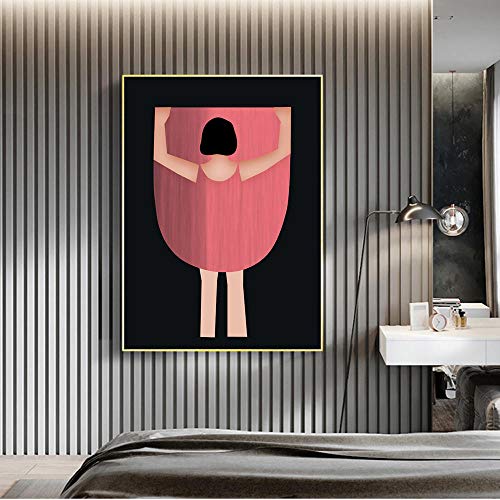 Cuadro de chica con falda roja en lienzo para decoración de salón de Onlymygod1 3