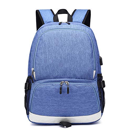 Elegant Chic Backpack USB Oxford Cloth Men and Women Backpack Durable Burdens Schoolbag Shoulders Outdoor Travel Bag Backpack Business Casual-Blue-,Size Name:FREE SIZE,Colour Name:Black Practical Inne
