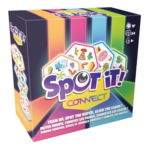 Asmodee Spot It! Connect - Fast-Paced Team Matching Game, Quick Reflexes, Fun for Game Night with Family and Friends, Great for Kids & Adults, Ages 8+, 2-8 Players, 15 Minute Playtime