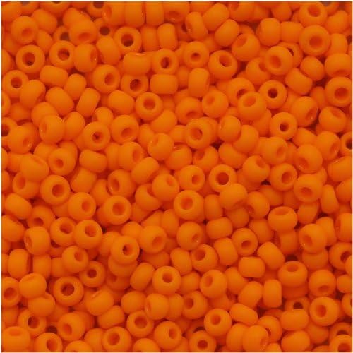 Toho Round Seed Beads Size 11/0, 42DF Opaque Frosted Centelope 2.5" Tube, Apprx. 8-9g, Imported 2.2mm Japanese Seed Beads for Jewellery Making, Beading, Embroidery, Art and Craft โฆ