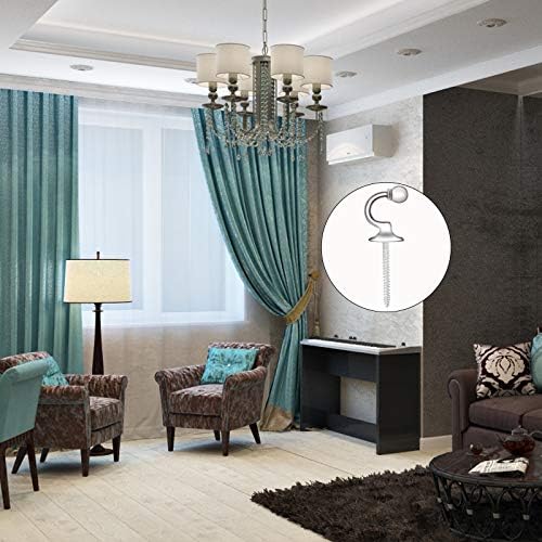 2Pairs U Shaped Curtain Tieback Hooks Heavy Duty Metal Ball End Tie Back Hooks Curtain Hold Back Hooks Chrome Shower Window Drapery Wall Mounted Curtain Holder Tie Backs Screw in Keys Coat Hanger Hook