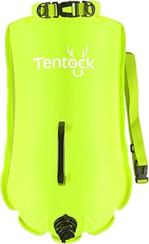 Tentock Swim Buoy for Open Water 28L Inflatable Dry Bag, Bright Orange Safety Float for Swimmers, Pull Buoy with Waist Belt