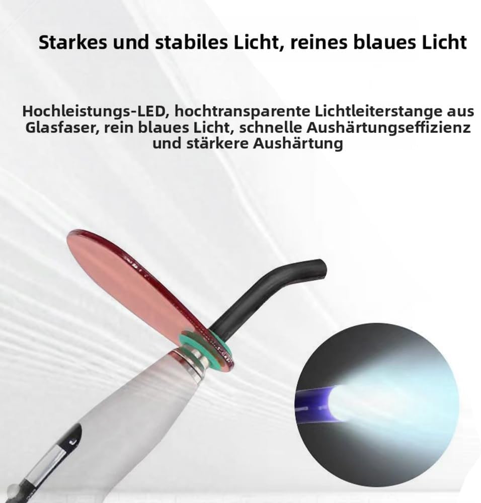 LED Polymerisationslampe, 1200mW/cm² Wireless Led-B Aushärten Licht, 2200mAh Akku Lampe 1400mW Specht Art mit Drei Arbeitsmodi