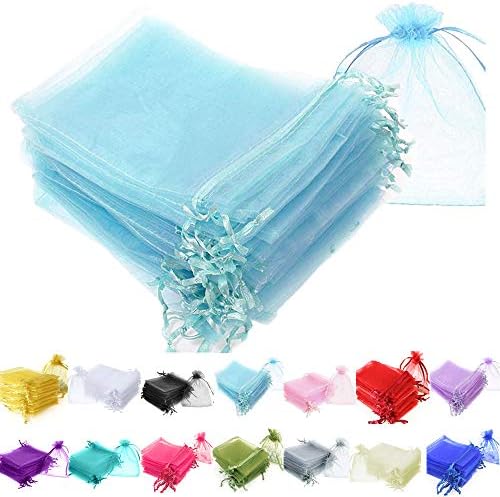 Time to Sparkle 25 Pieces Pouches Organza Gift Bags Oragnza Wedding Favour Bags Jewellery Packing (White, 7x9cm)