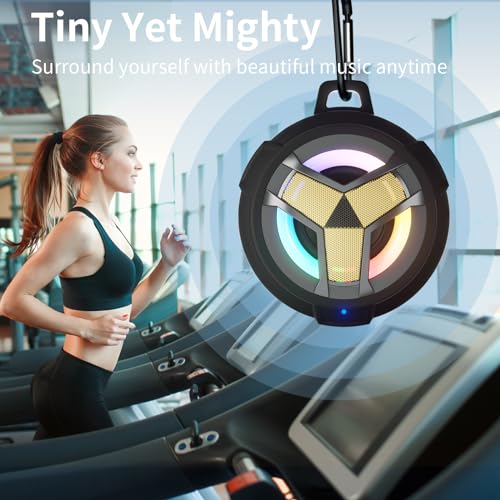 Image of EBODA Waterproof Bluetooth Speaker Shower Portable Gifts for Adults Men | IP67 Wireless Speakers, LED Light, Stuff for Travel, Pool, Beach, River Floating Essentials-Black Golden Special Edition