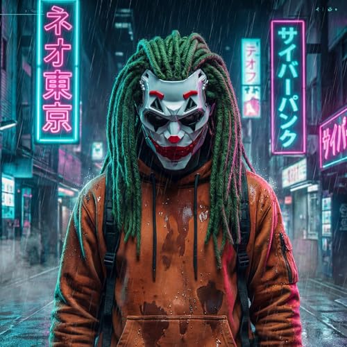 QNGCOLRCY Clown Joker Halloween Mask Mech Style Dreadlocks Adult Costume Movie Killer Scary Masks for Party Cosplay