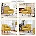 Yaheetech Mid-Century Accent Chairs, Modern Upholstered Living Room Chair, Cozy Armchair Button Tufted Back and Wood Legs for Bedroom/Office/Cafe, Yellow