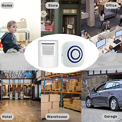 Image of IFITech Wireless PIR Motion Sensor Security Door Alarm with 38 Chime Tunes, 4 Adjustable Volume & LED Indicators for Home, Office, Shop, Hotel or Other Buildings