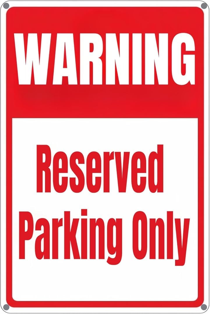 Warning Reserved Parking Only Retro for Home Garage Farm Garden Bar Coffee Kitchen Wall Decor Tin Sign 8x12 Inch