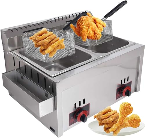 Friggitrice professionale per friggitrice a gas: con la sua capacità di 10 l x 2, la friggitrice commerciale può cucinare in modo efficiente grandi quantità di cibo. Questo lo rende ideale per grandi riunioni, feste di famiglia o eventi all'aperto, risparmiando tempo e fatica.