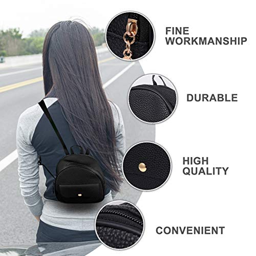 KESYOO Pu Couro Pequena Mochila Chique Feminina Mochila Casual Mochila Zíper Mini Bolsa de Ombro Bol