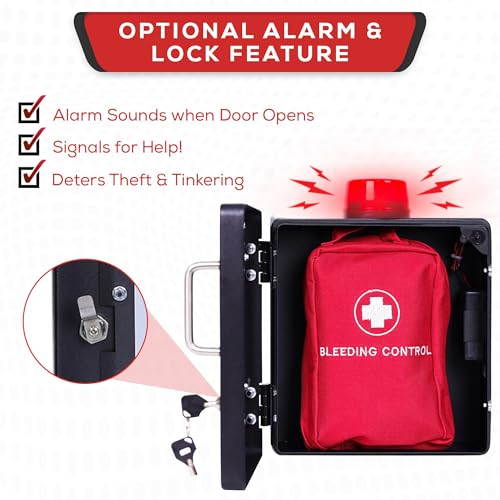 Image of Bleeding Control Kit + Emergency Wall Mount Cabinet | Optional Lock & Alarm Feature Included (Black)