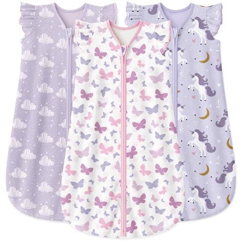 Image of Yoofoss Baby Sleep Sack 0-6 Months Wearable Blanket for Babies 100% Organic Cotton 2-Way Zipper TOG 0.5 Toddler Sleeping Sack 3 Pack, Comfy Lightweight Sleep Sacks