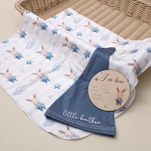 Image of Ylsteed Baby Highland Cow Swaddle Blanket and Headband Set, Newborn Receiving Blanket Swaddle Wrap for Girls and Boys, Swaddling Blankets Neutral for Newborn 32 * 32 in (Rabbit Blue)