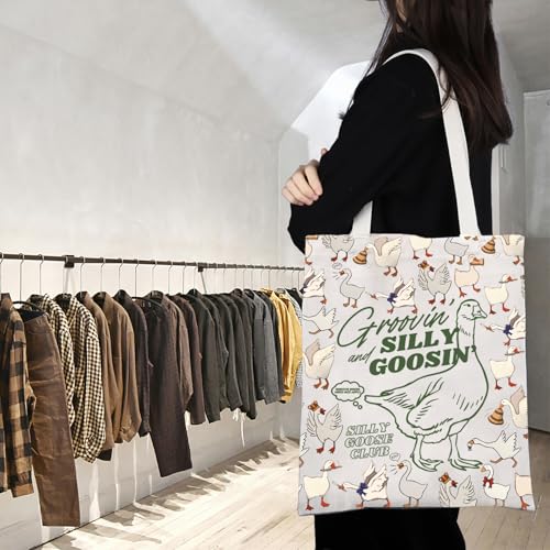 KUIYAI Cartoon Goose Club Tote BagGoose Inspire Gift Goose Lover Meme Goose Shopping Grocery Bag Duck Lover Gift3