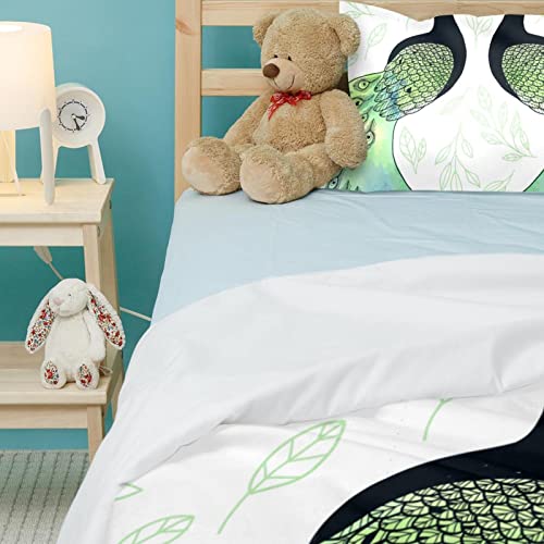 Housse de couette paon et taies d'oreiller, parure de lit cosy