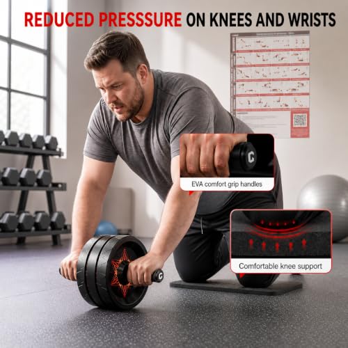 Image of VINSGUIR Ab Roller Wheel, Abs & Core Workout Equipment for Home Gym with Knee Pad Accessories, Abdominal Wheel for Full-body Strength Training