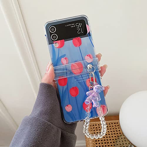 Coque Samsung Z Flip 4 transparente rigide anti-rayures avec anneaux de main